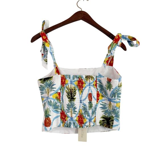 RACHEL ZOE Linen Tropical Print Tank Top Midi Skirt Set Small S - Picture 2 of 8